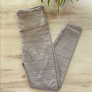 Athleta High-Waisted Striped Leggings - Light Gray